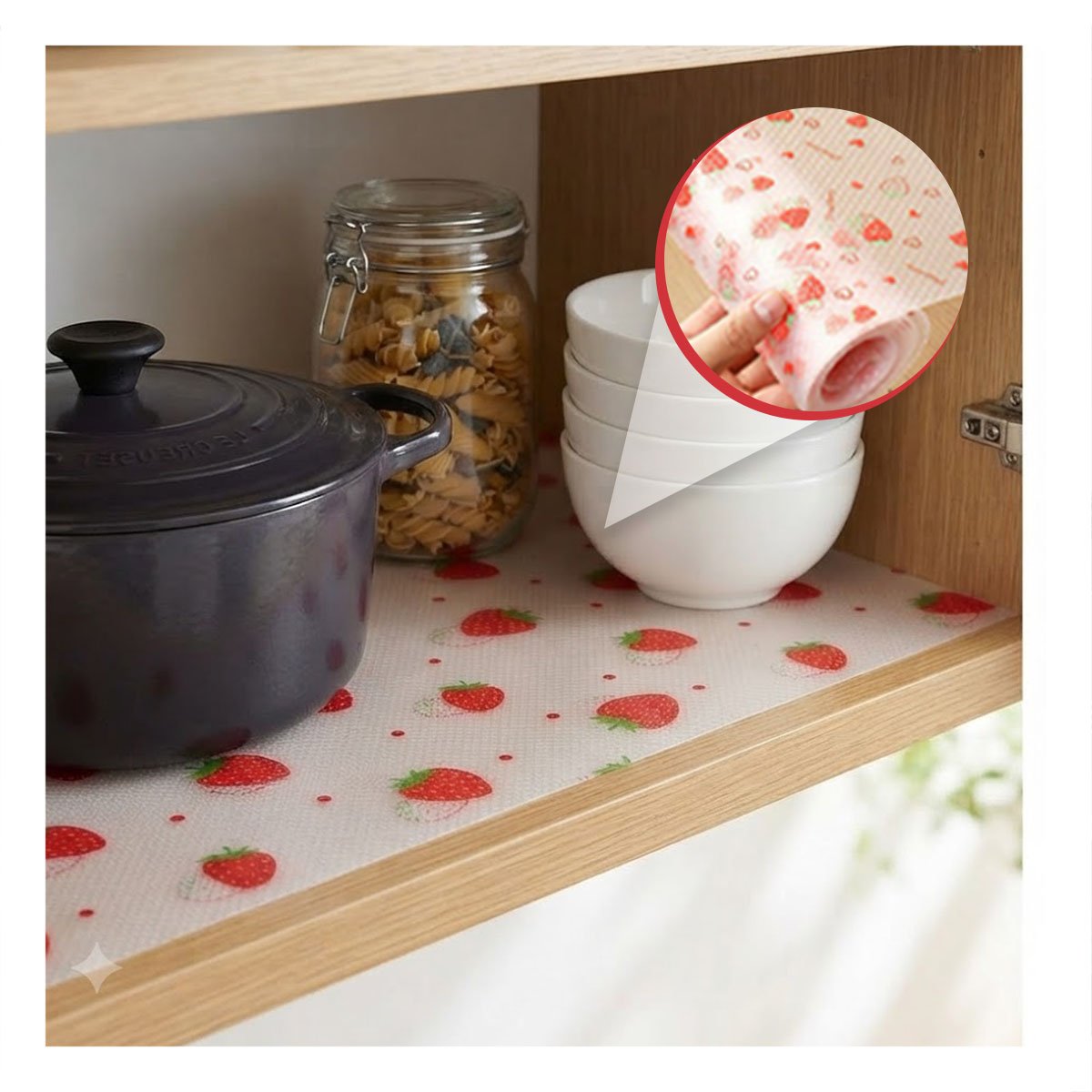 PACK4 ALFOMBRILLA BLANCO TRANSLUCIDO PARA COCINA FRESAS ANTIDESLIZANTE 150X45CM - 5