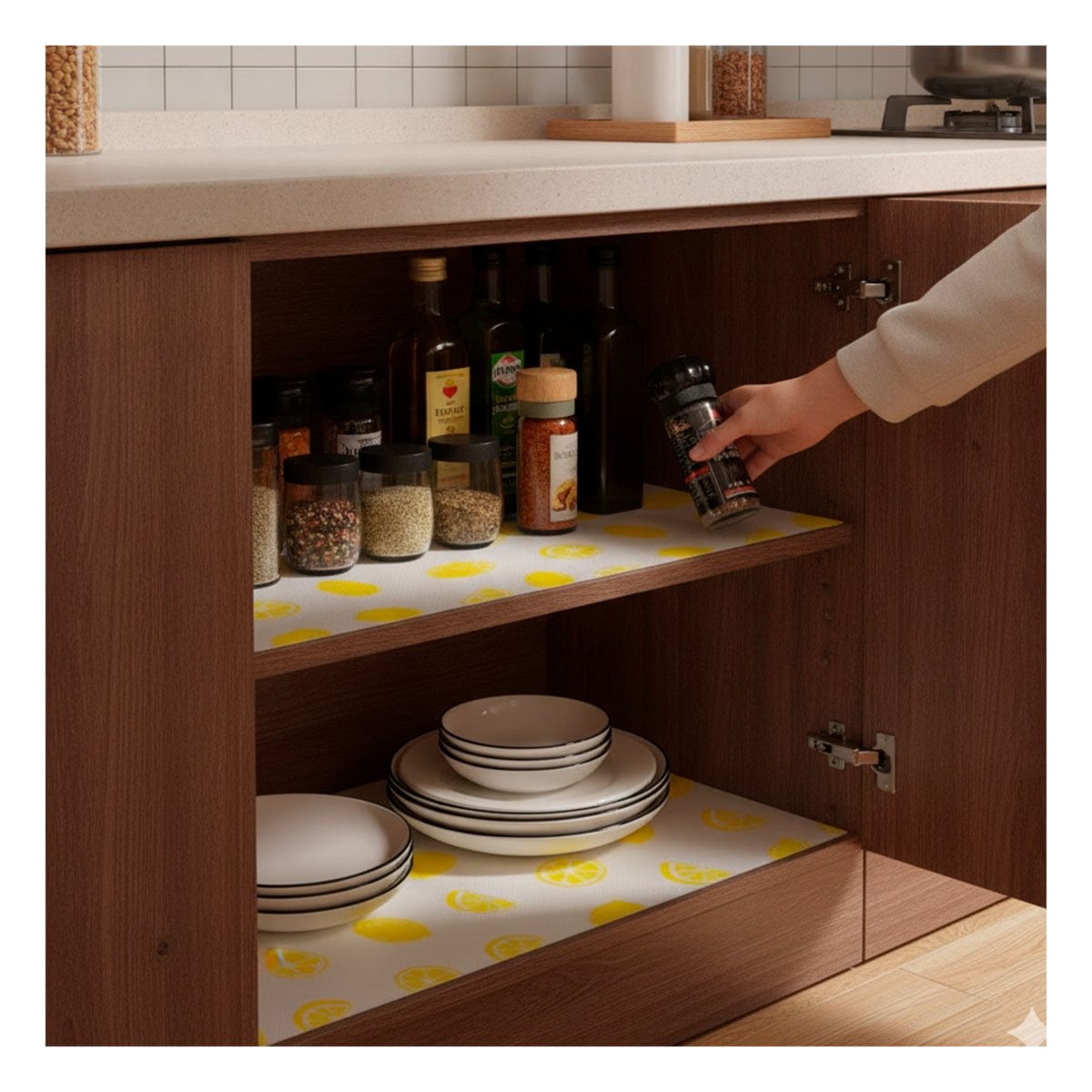 PACK12 ALFOMBRA DE COCINA CON LIMONES BLANCO TRANSLUCIDO ANTIDESLIZANTE 150X45CM - 2