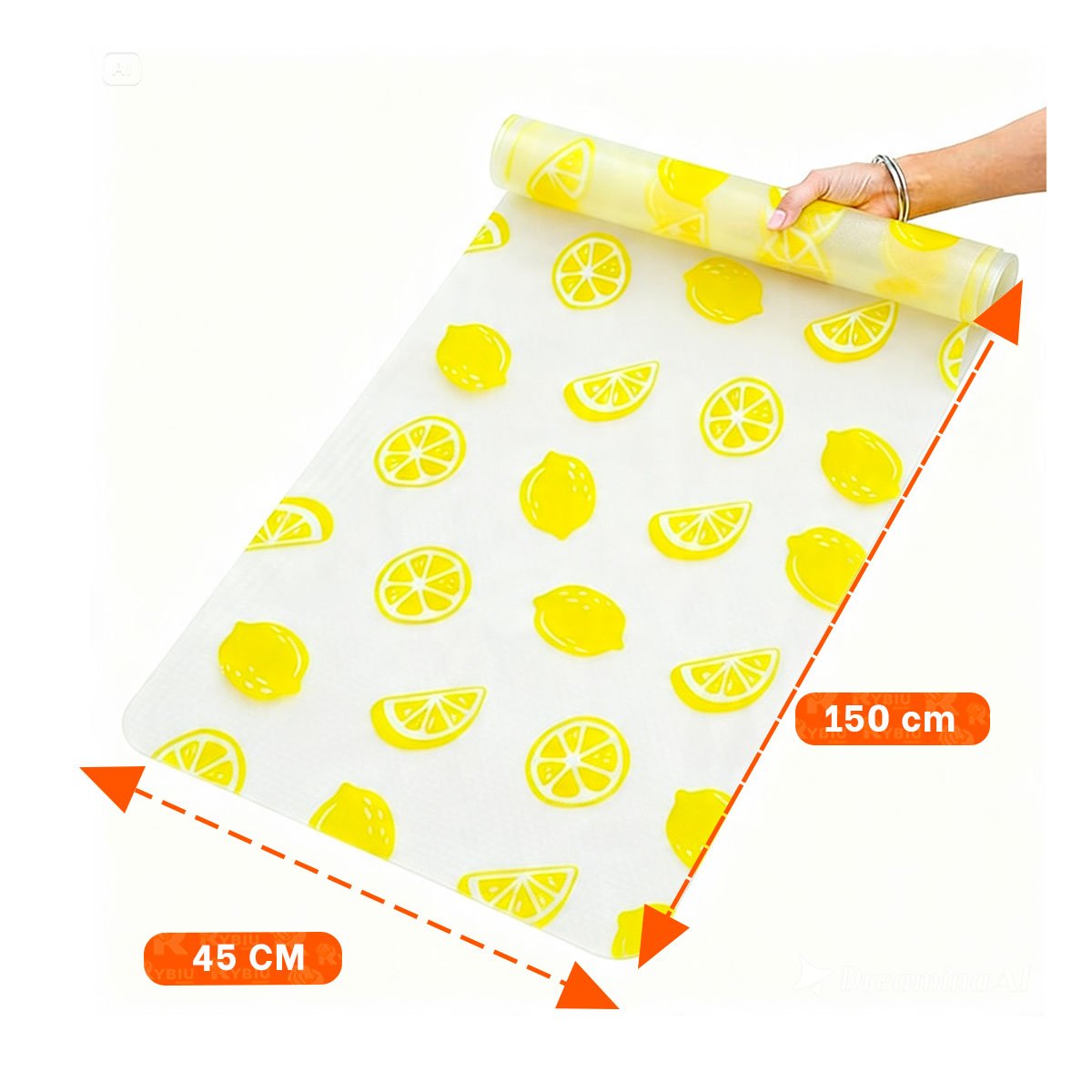PACK12 ALFOMBRA DE COCINA CON LIMONES BLANCO TRANSLUCIDO ANTIDESLIZANTE 150X45CM - 4