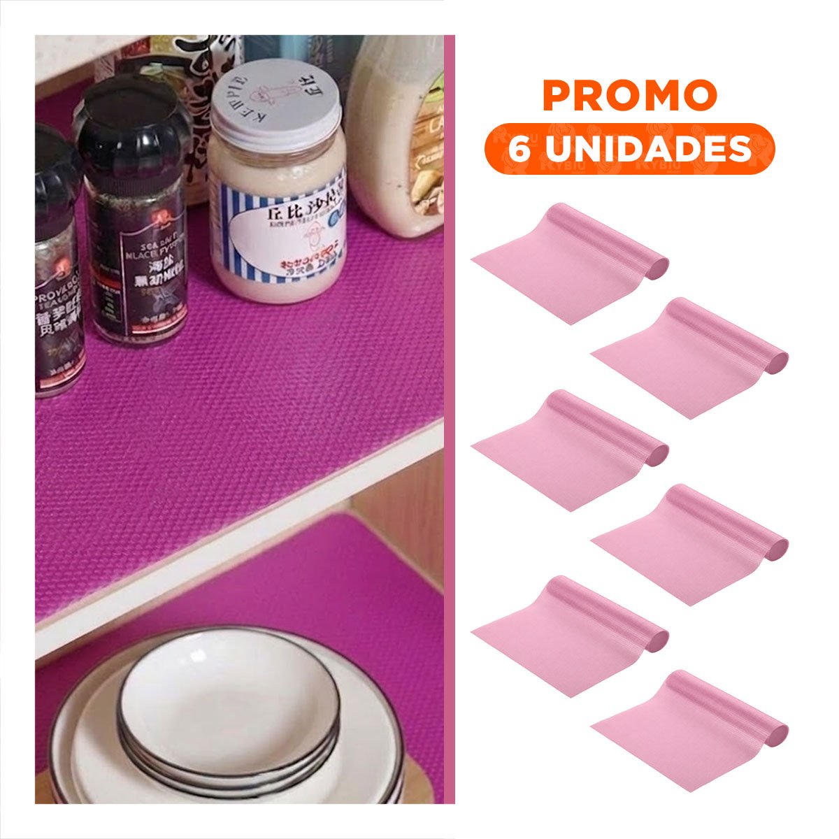 PACK6 BASE DE COCINA ANTIDESLIZANTE CON FUCSIA TRANSLUCIDO 150X45CM - 1