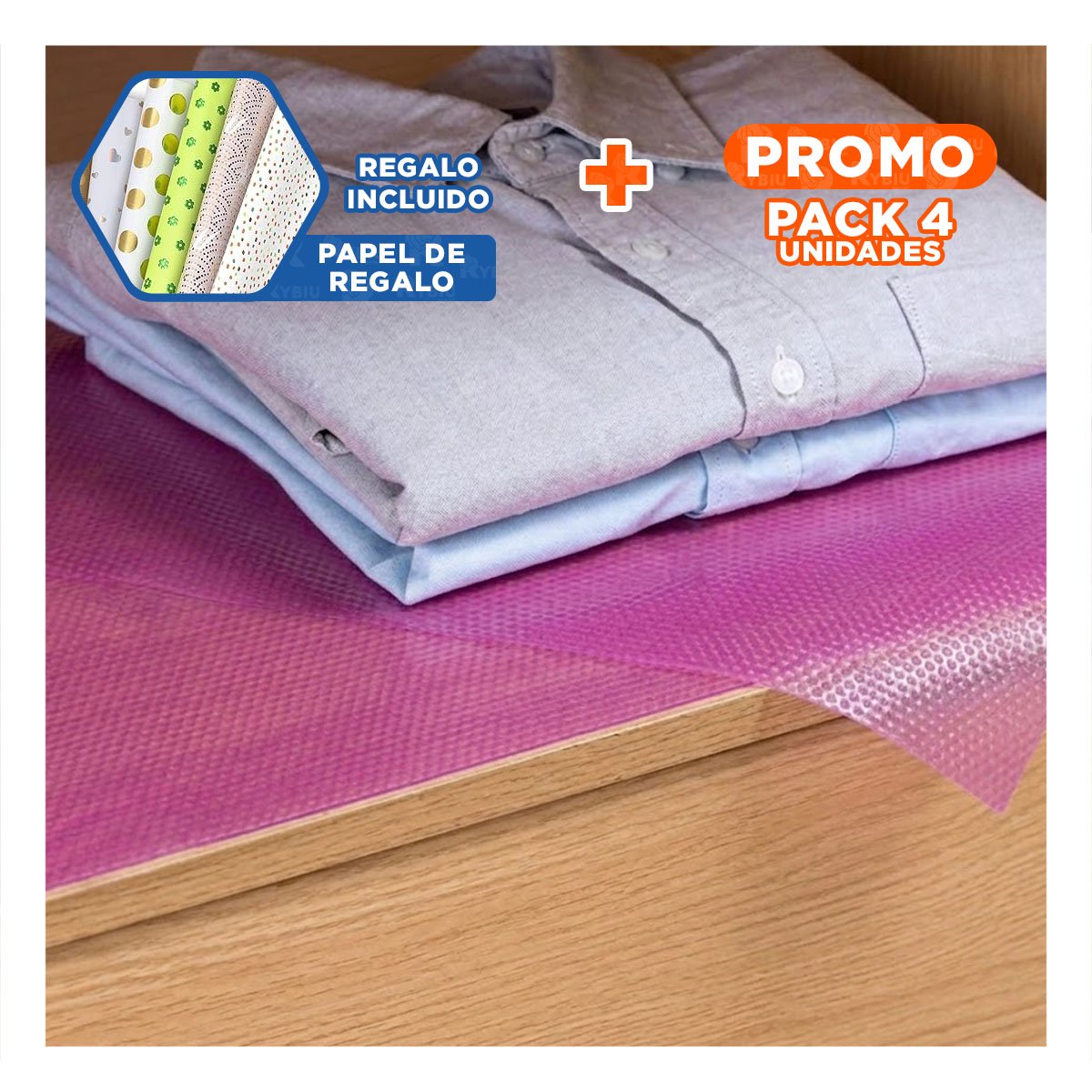 PACK4 TAPETE CON PARA COCINA FUCSIA TRANSLUCIDO ANTIDESLIZANTE 150X45CM YPAPEL REGALO - 1