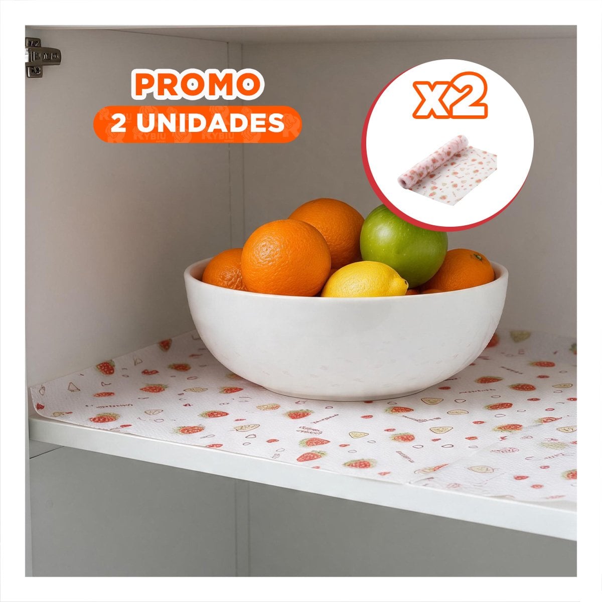 PACK2 BASE PARA COCINA FRESAS BLANCO TRANSLUCIDO CON ACABADO ANTIDESLIZANTE YREGALO STICKER - 1