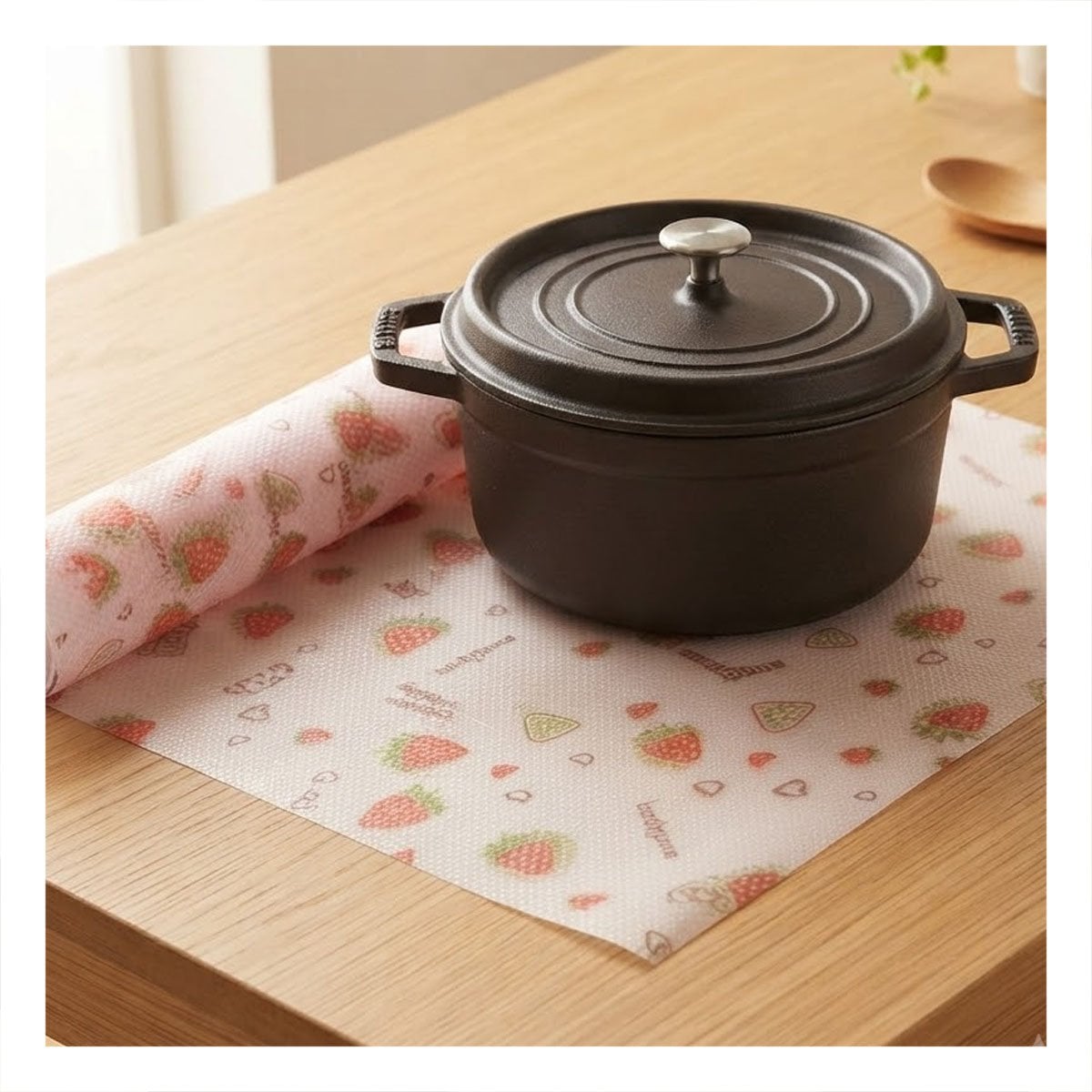 PACK2 BASE PARA COCINA FRESAS BLANCO TRANSLUCIDO CON ACABADO ANTIDESLIZANTE YREGALO STICKER - 3
