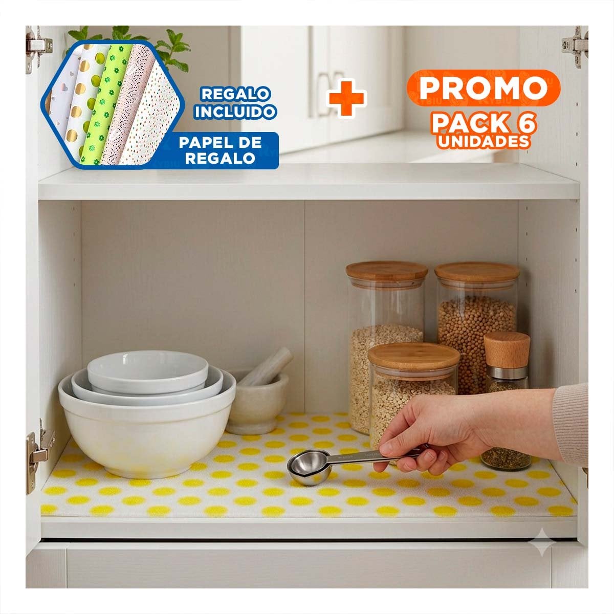 PACK6 ALFOMBRILLA PARA ENCIMERA DE COCINA LIMONES BLANCO TRANSLUCIDO YPAPEL REGALO - 1