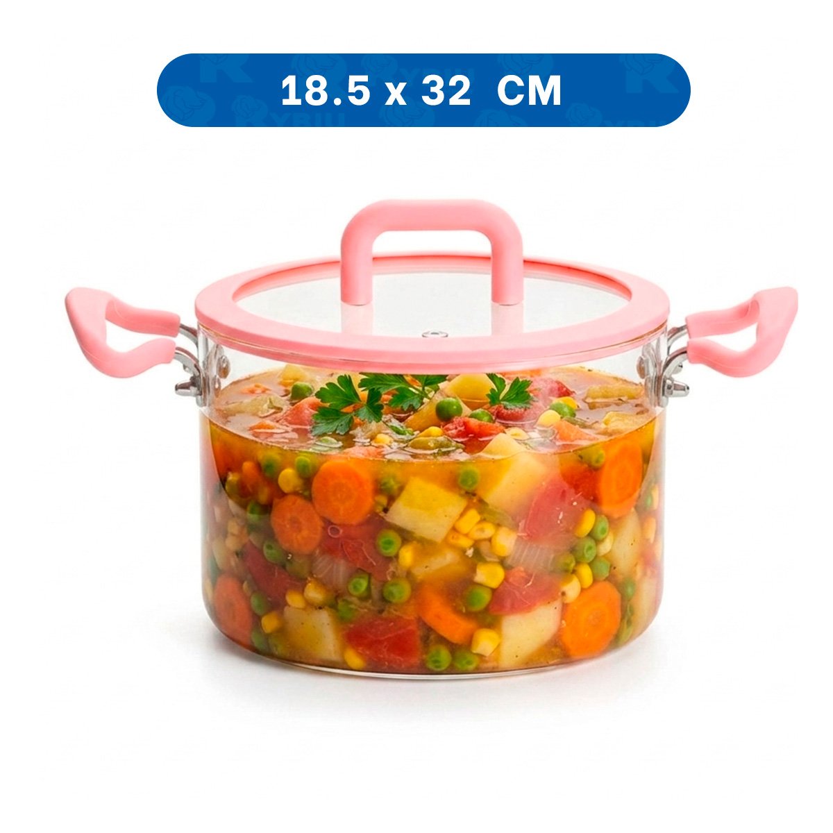 PACK2 CACEROLA DE BOROSILICATO ROSADO Y TRANSPARENTE 4,5L CON TAPA CIRCULAR Y ASA - 4