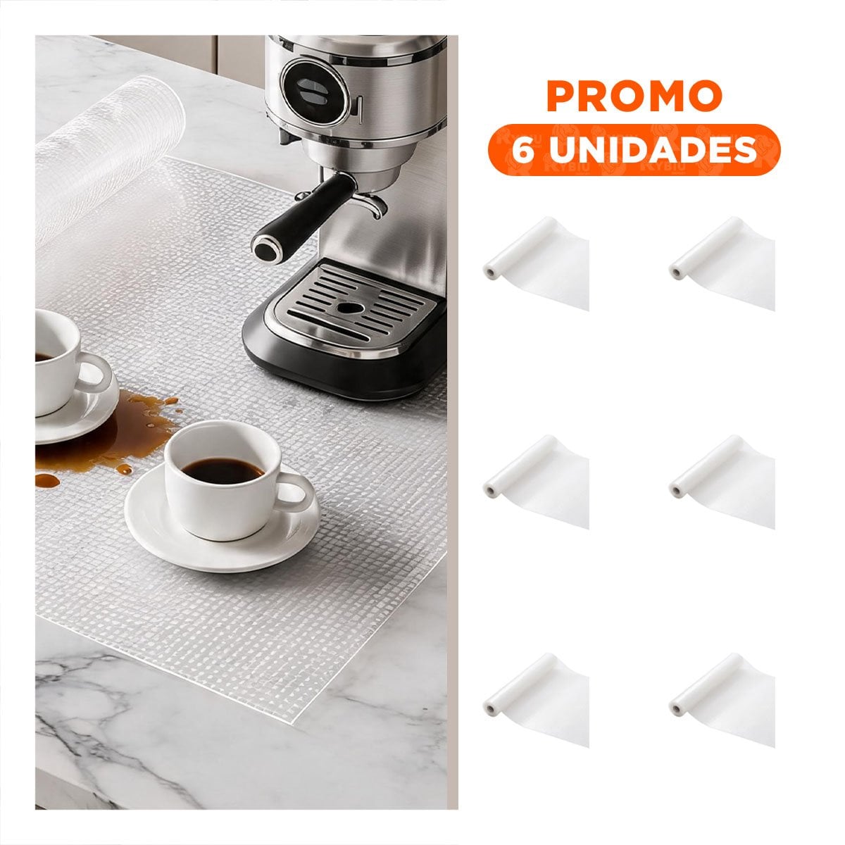 PACK6 BASE DE COCINA ANTIDESLIZANTE CON BLANCO TRANSLUCIDO 150X45CM - 1