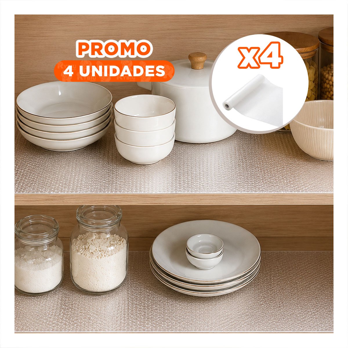 PACK4 ALFOMBRILLA BLANCO TRANSLUCIDO PARA COCINA ANTIDESLIZANTE 150X45CM - 1