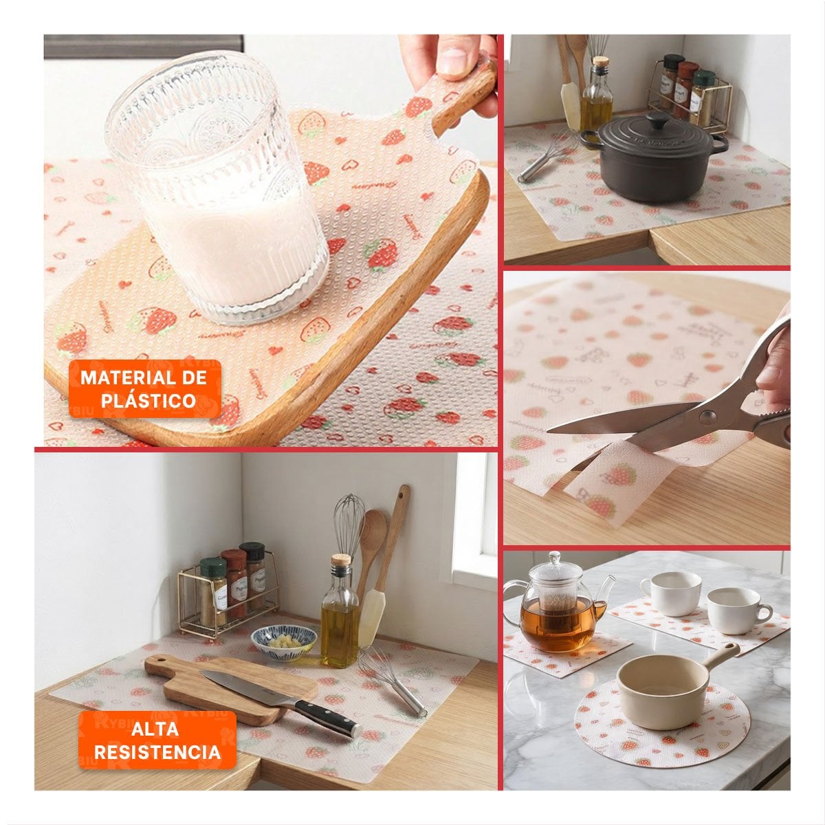 ALFOMBRILLA DE COCINA CON FRESAS ANTIDESLIZANTE BLANCO TRANSLUCIDO Y STICKY - 5