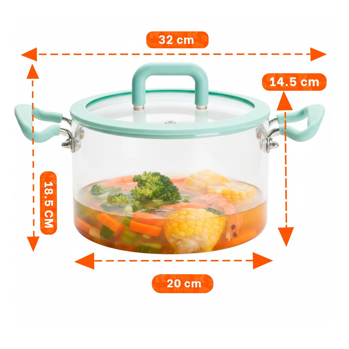 PACK2 CAZUELA PARA COCINA CON TAPA VERDE AGUA Y TRANSPARENTE ASA Y BOROSILICATO YPAPEL REGALO - 4