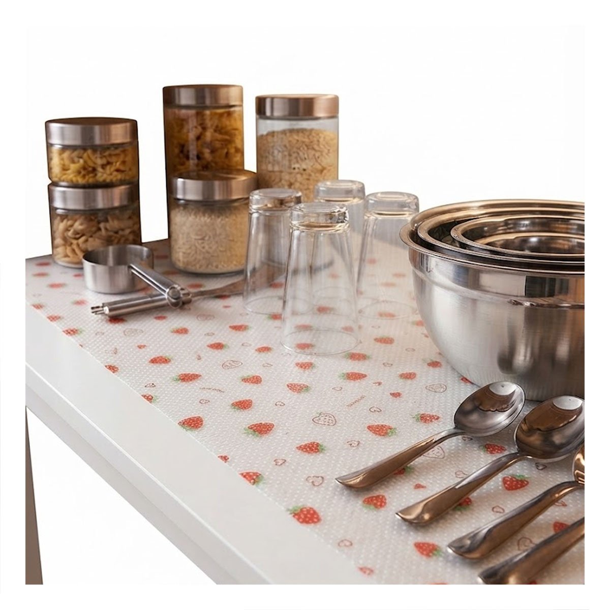 PACK6 TAPETE BLANCO TRANSLUCIDO ANTIDESLIZANTE PARA COCINA CON FRESAS 150X45CM YREGALO STICKER - 2