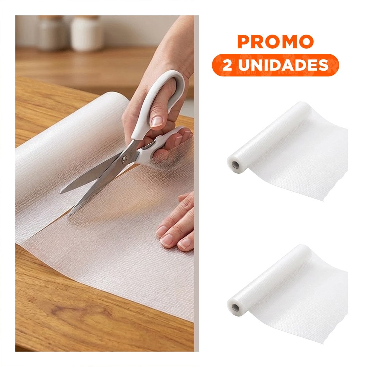 PACK2 TAPETE ANTIDESLIZANTE PARA COCINA BLANCO TRANSLUCIDO 150X45CM - 1