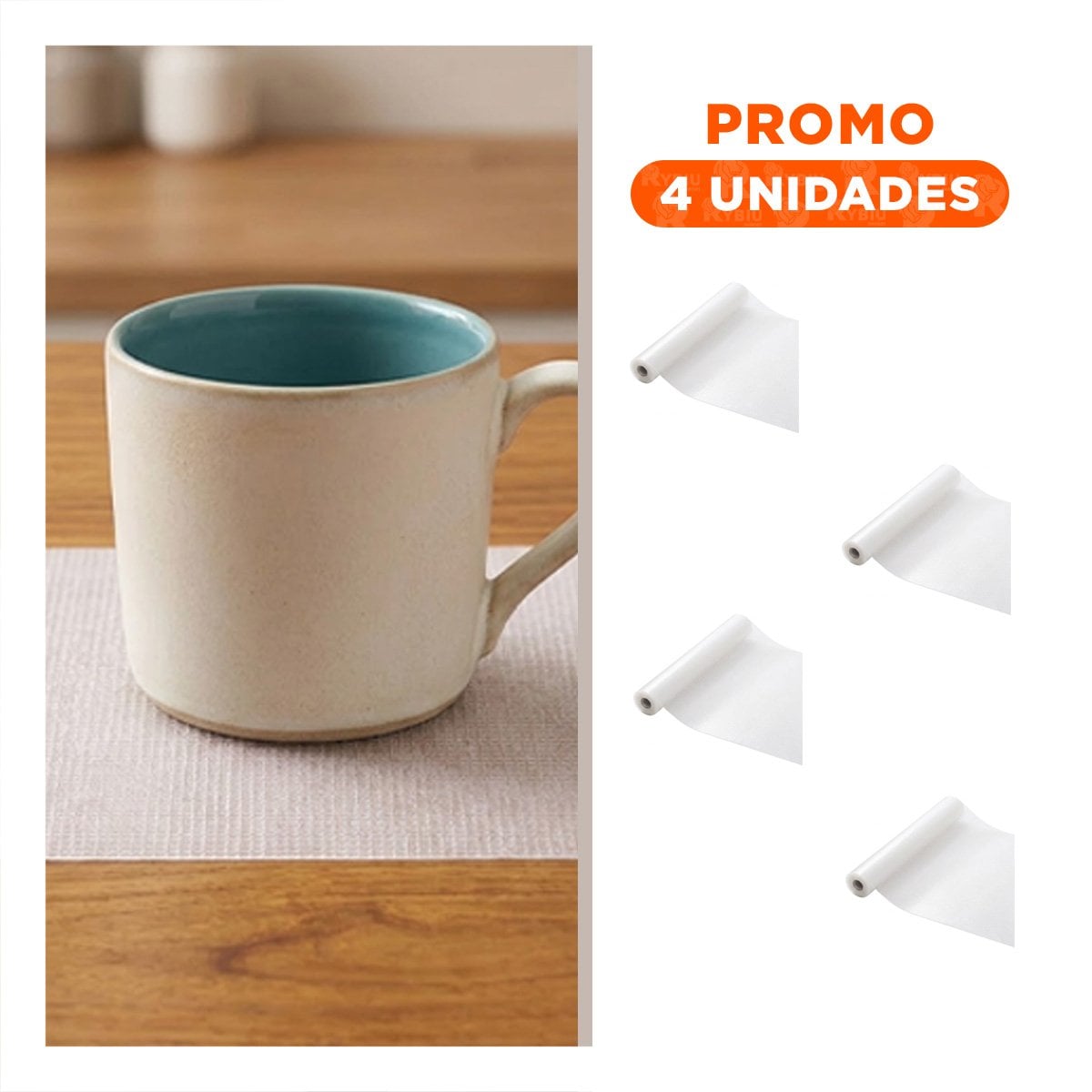 PACK4 ALFOMBRA ANTIDESLIZANTE PARA COCINA BLANCO TRANSLUCIDO CON YREGALO STICKER - 1