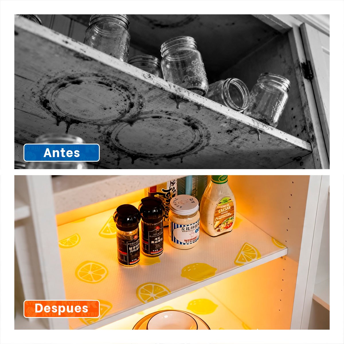 PACK2 TAPETE ANTIDESLIZANTE PARA COCINA LIMONES BLANCO TRANSLUCIDO 150X45CM - 4