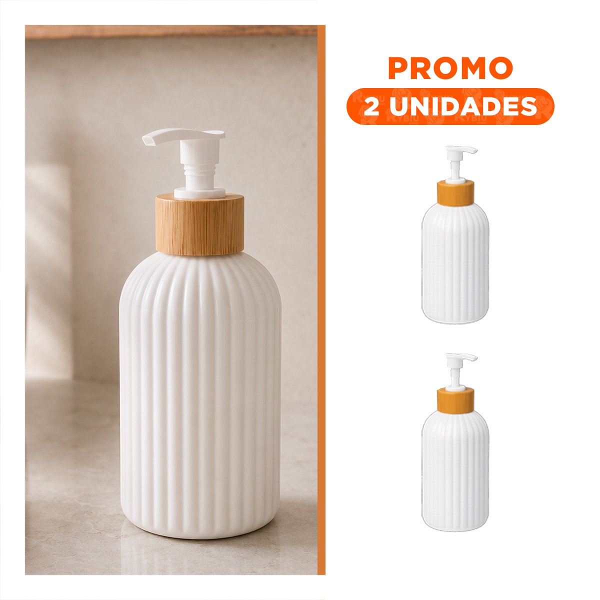 PACK2 ENVASE PARA CREMA LIQUIDA CILINDRO CON RAYAS COLOR BLANCO 7X19CM - 1