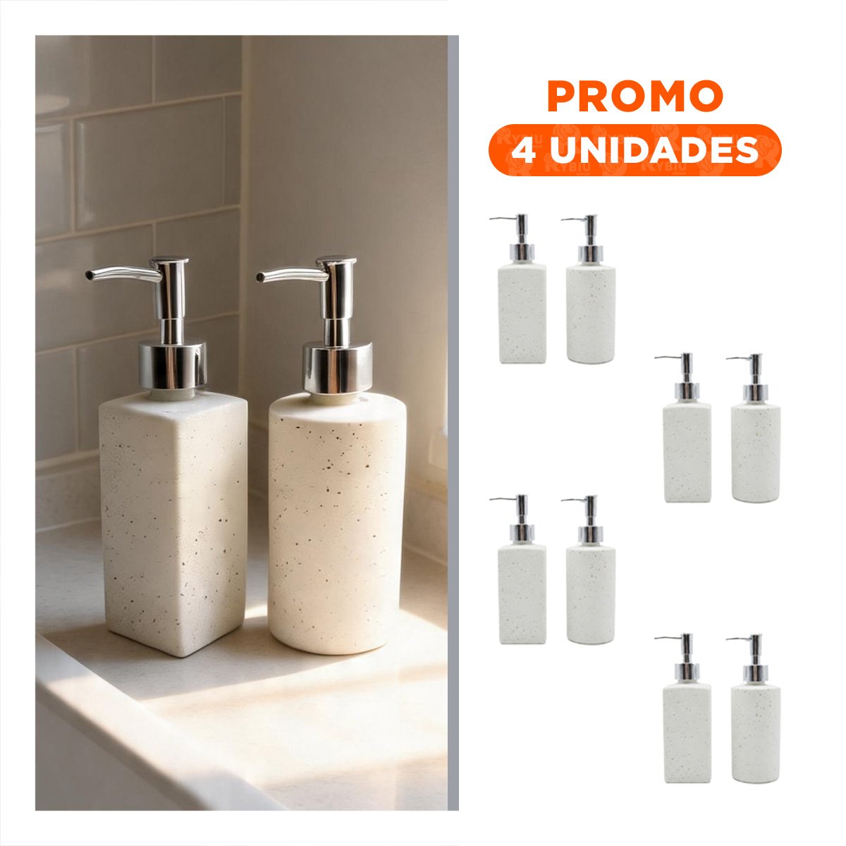 PACK4 SET 2 DISPENSADOR MULTIUSO BLANCO CON ACABADO DORADO YREGALO STICKER - 1