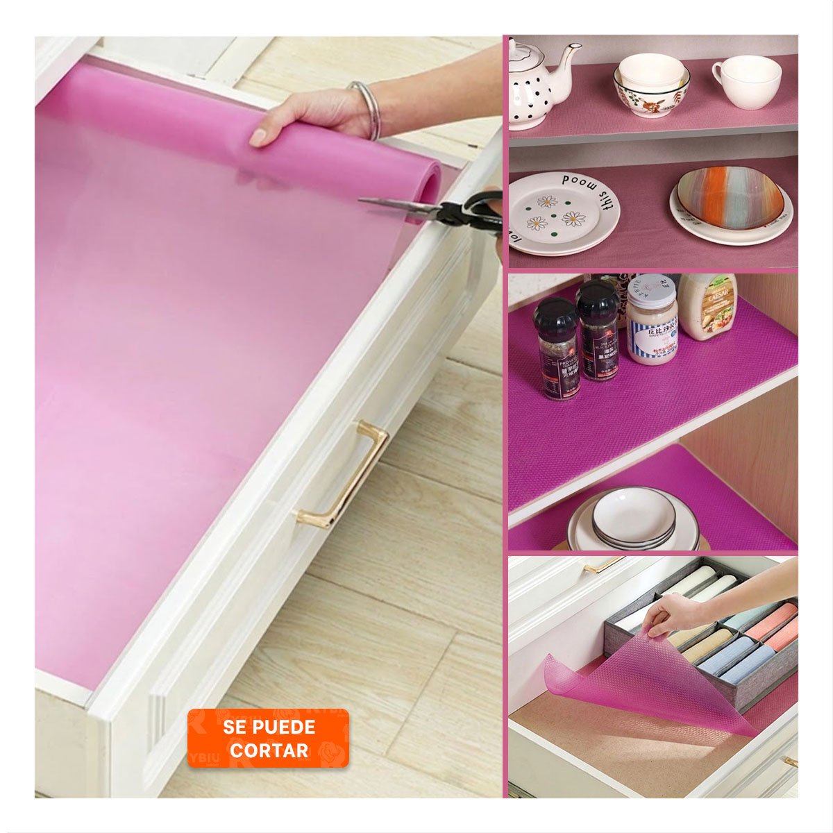 PACK12 ALFOMBRILLA PARA COCINA FUCSIA TRANSLUCIDO CON ANTIDESLIZANTE YPAPEL REGALO - 2