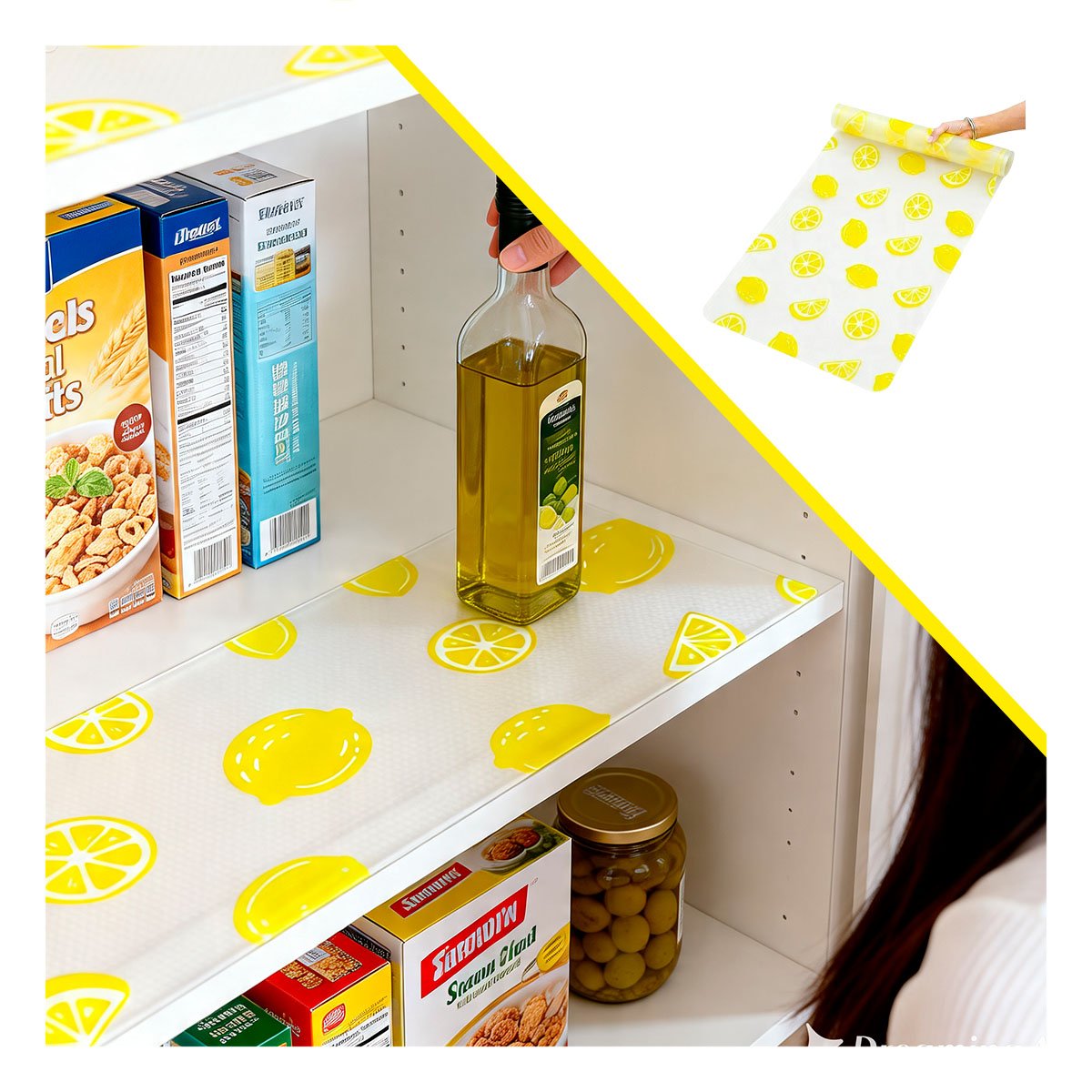 PACK6 TAPETE BLANCO TRANSLUCIDO ANTIDESLIZANTE PARA COCINA CON LIMONES 150X45CM YREGALO STICKER - 2