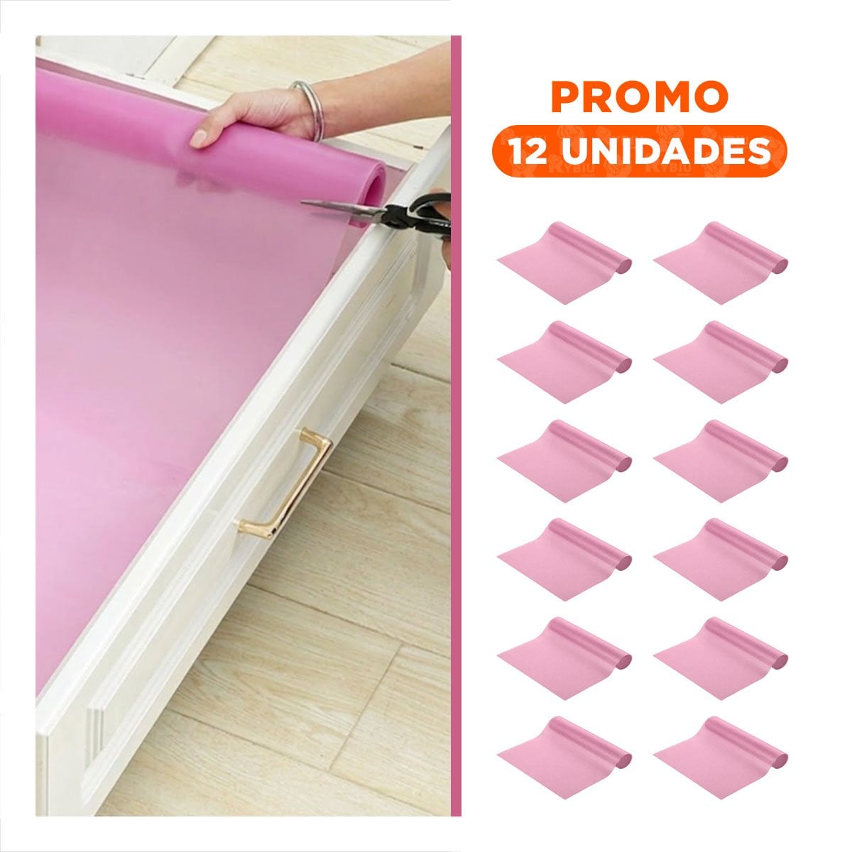 PACK12 TAPETE PARA ENCIMERA DE COCINA ANTIDESLIZANTE FUCSIA TRANSLUCIDO YREGALO STICKER - 1
