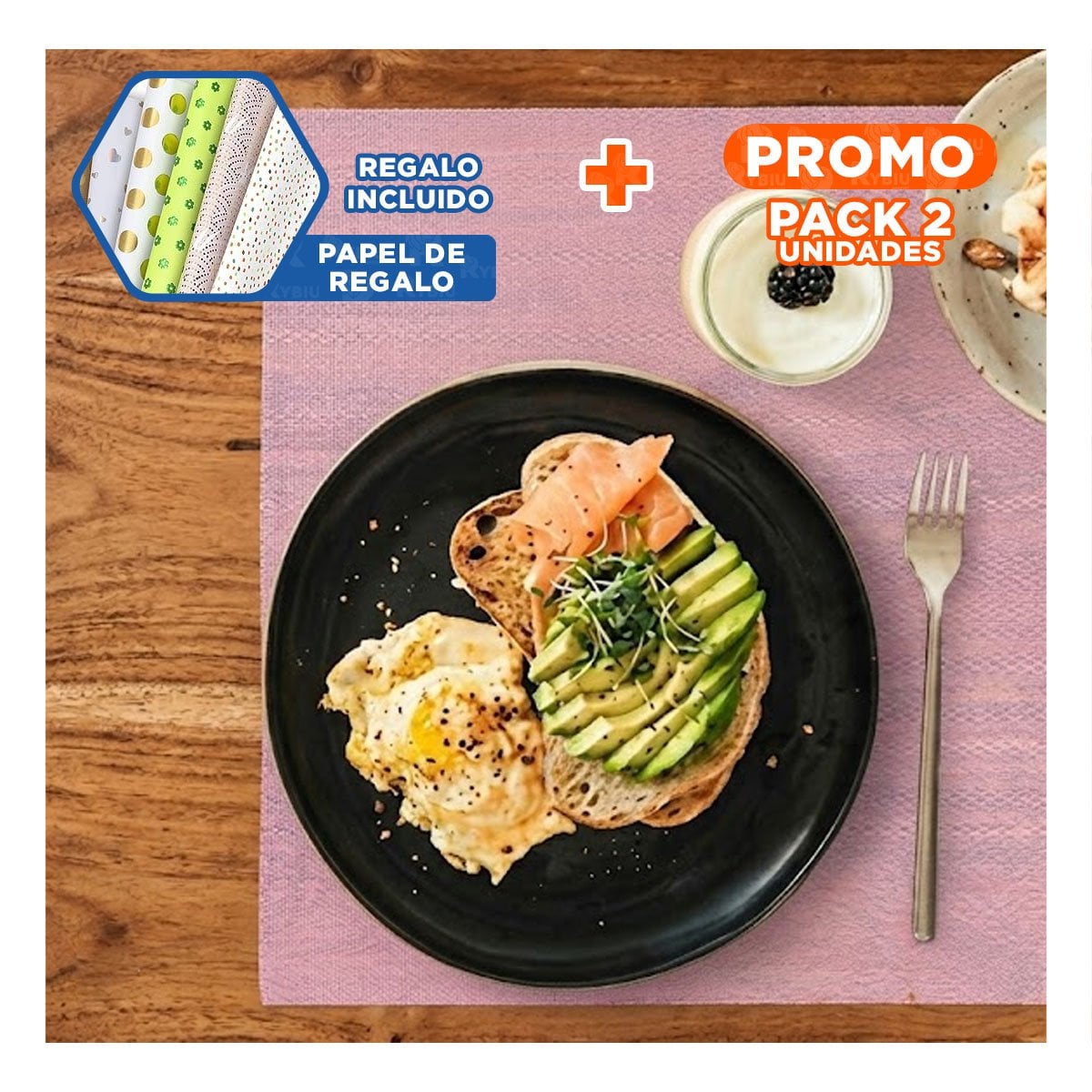 PACK2 ALFOMBRA FUCSIA TRANSLUCIDO CON PARA COCINA ANTIDESLIZANTE YPAPEL REGALO - 1