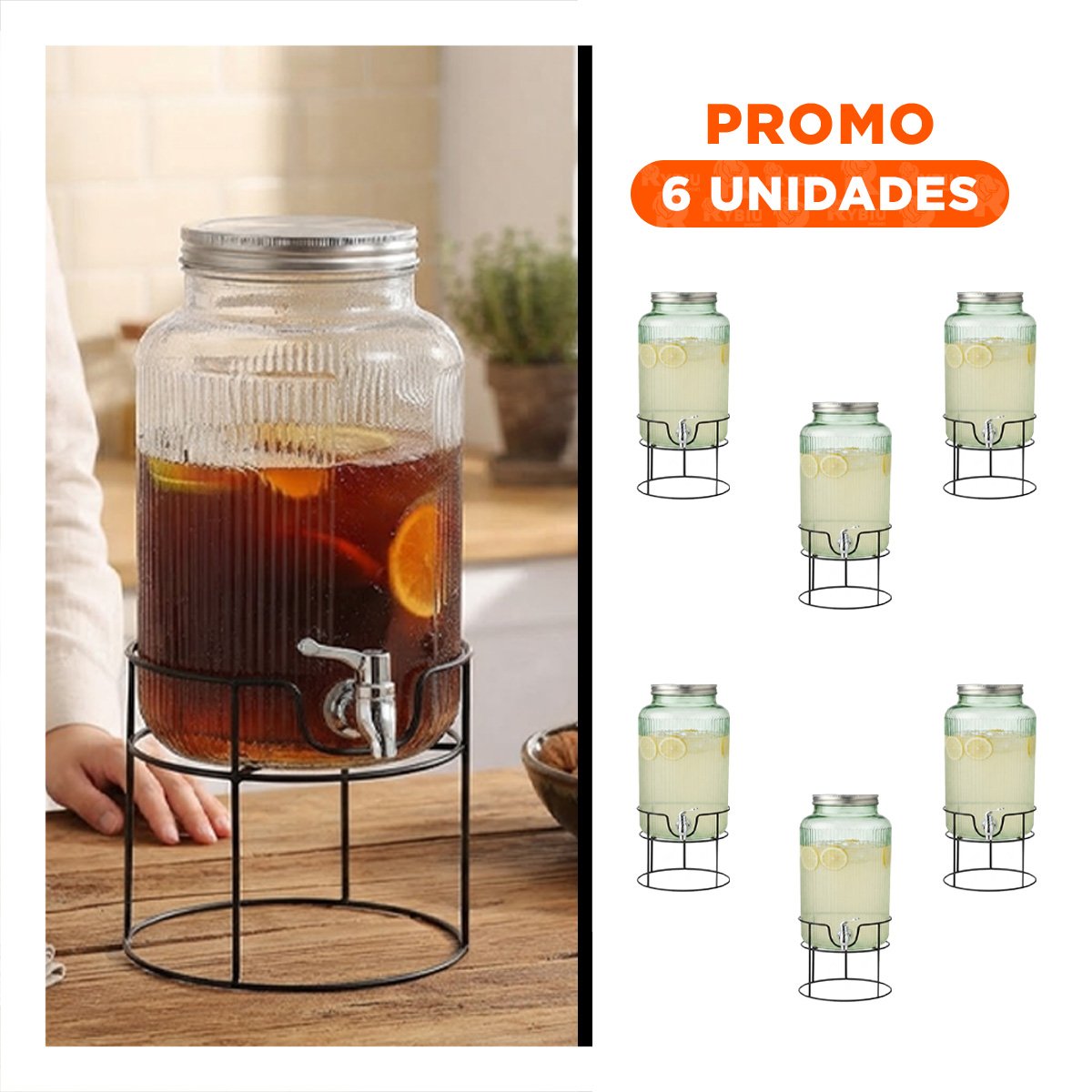 PACK6 RECIPIENTE DE BEBIDAS CON DISEÑO CIRCULAR PARA EL HOGAR - 1