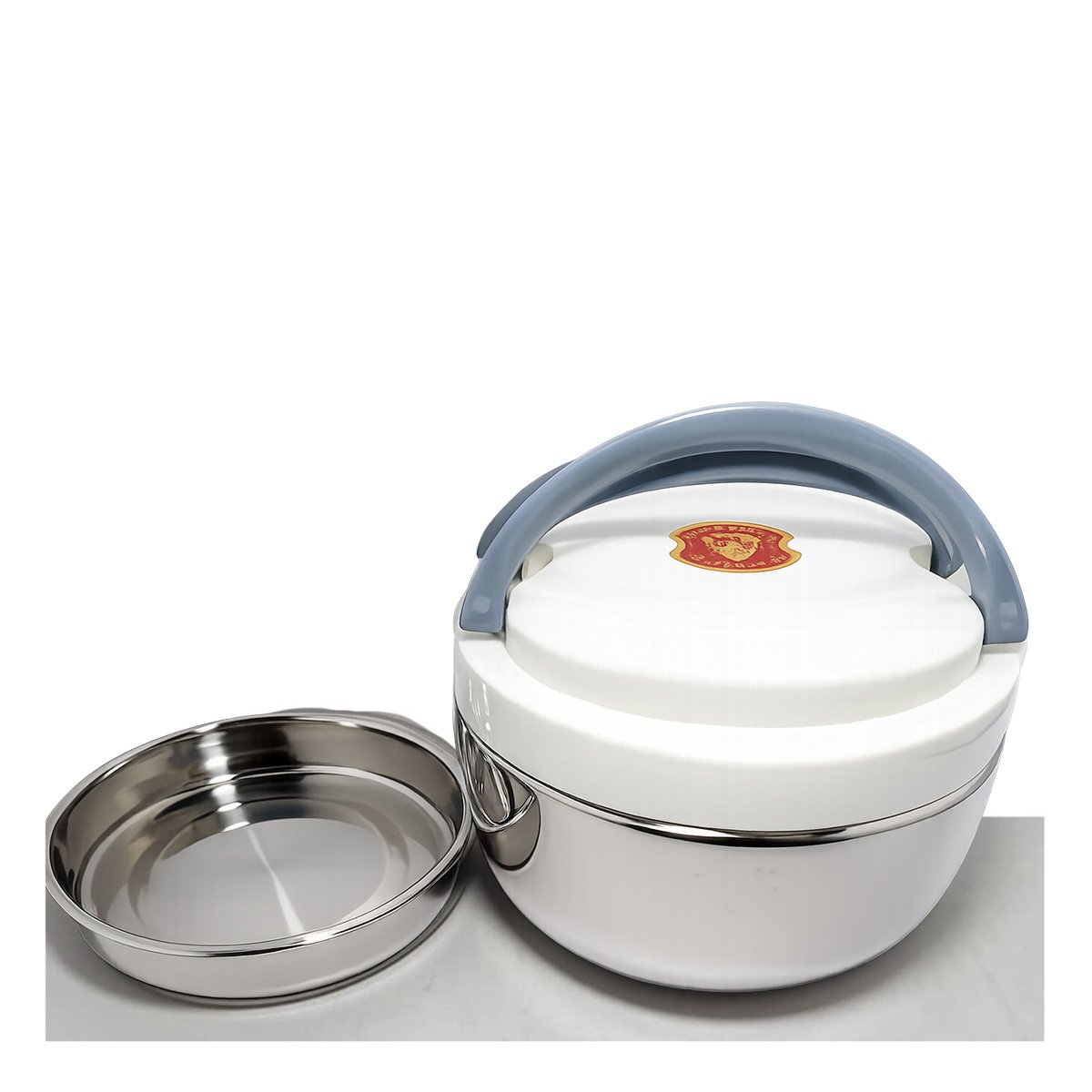 ENVASE PARA TRANSPORTE DE ALMUERZOS 1200ML CON ACABADO COLOR BLANCO YREGALO STICKER - 3