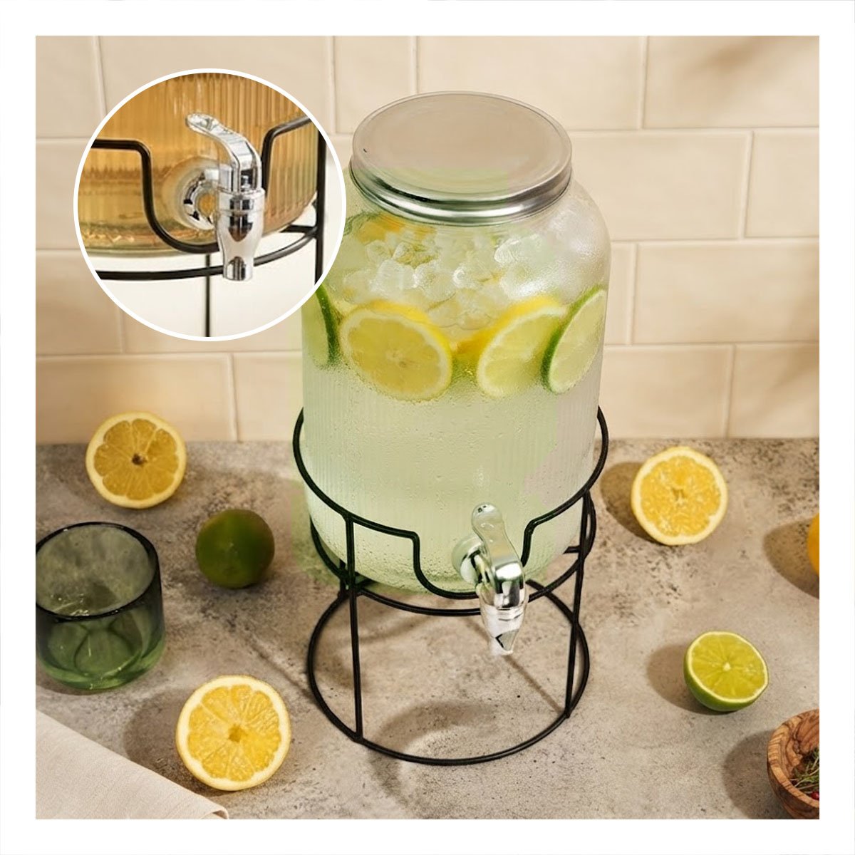 PACK4 DISPENSADOR DE AGUA 8L CON DISEÑO CIRCULAR NEGRO Y TRANSPARENTE - 3