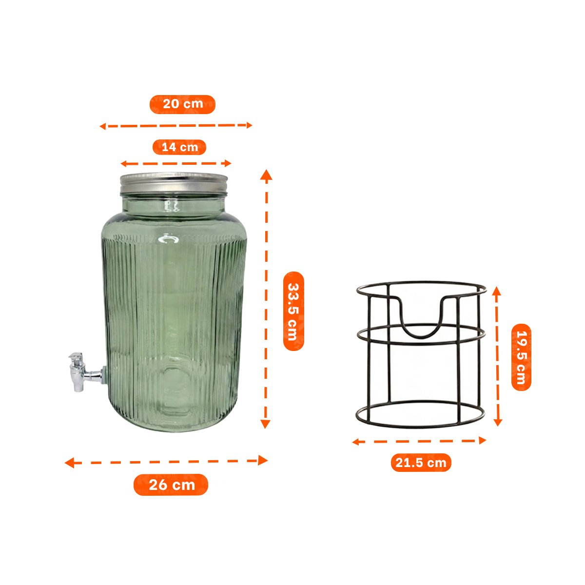 PACK4 DISPENSADOR DE AGUA 8L CON DISEÑO CIRCULAR NEGRO Y TRANSPARENTE - 4