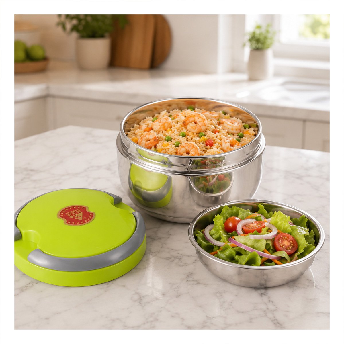 PACK6 TAPER PARA COMIDAS Y BEBIDAS 1200ML CON DISENO CIRCULAR COLOR VERDE YPAPEL REGALO - 2