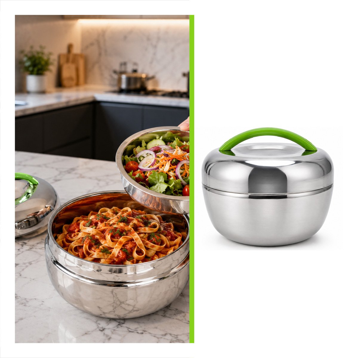 CONTENEDOR PARA ALMACENAMIENTO 1300 ML TERMO CIRCULAR ACERO Y LIGAS REGALO - 3
