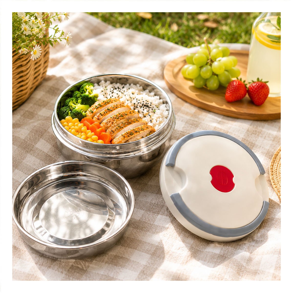 TAPER PARA CONSERVACION DE ALIMENTOS 1200ML COLOR BLANCO CON FORMA CIRCULAR - 1