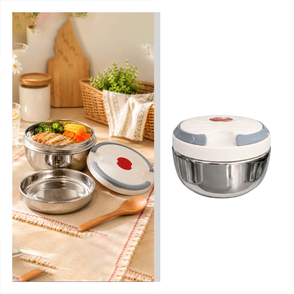 TAPER PARA CONSERVACION DE ALIMENTOS 1200ML COLOR BLANCO CON FORMA CIRCULAR - 3