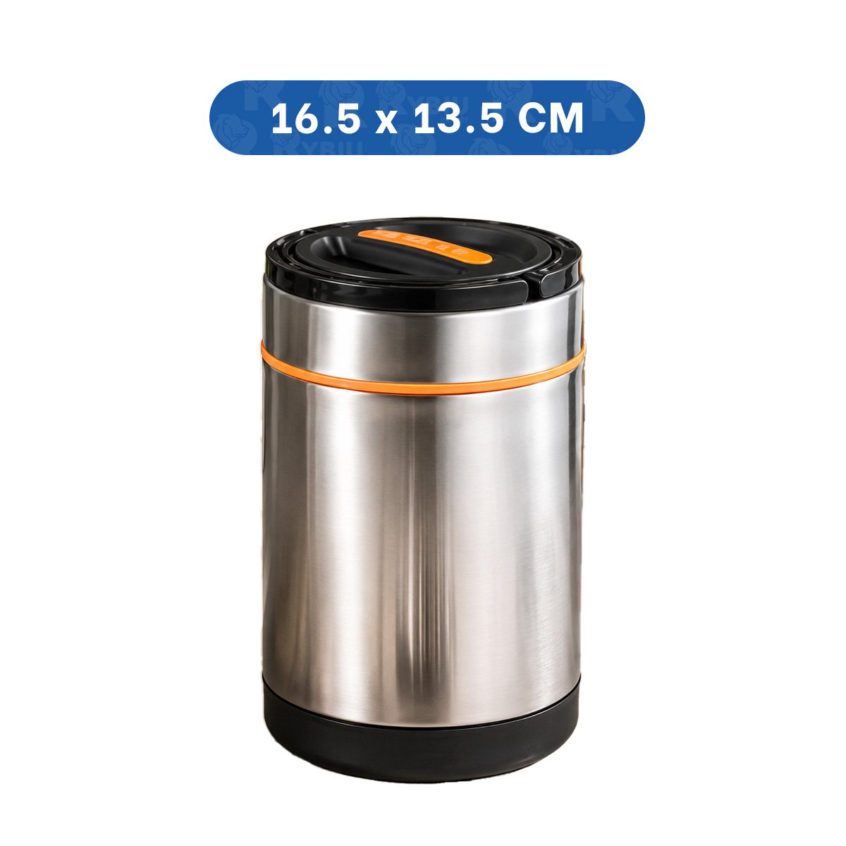 PACK2 CONTENEDOR ISOTERMICO COLOR NARANJA DE 1400ML CON ACABADO PLATEADO YREGALO STICKER - 4