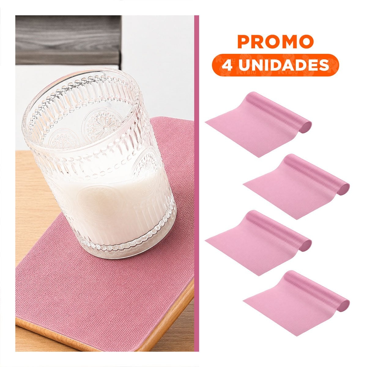 PACK4 ALFOMBRA ANTIDESLIZANTE PARA COCINA FUCSIA TRANSLUCIDO CON YREGALO STICKER - 1