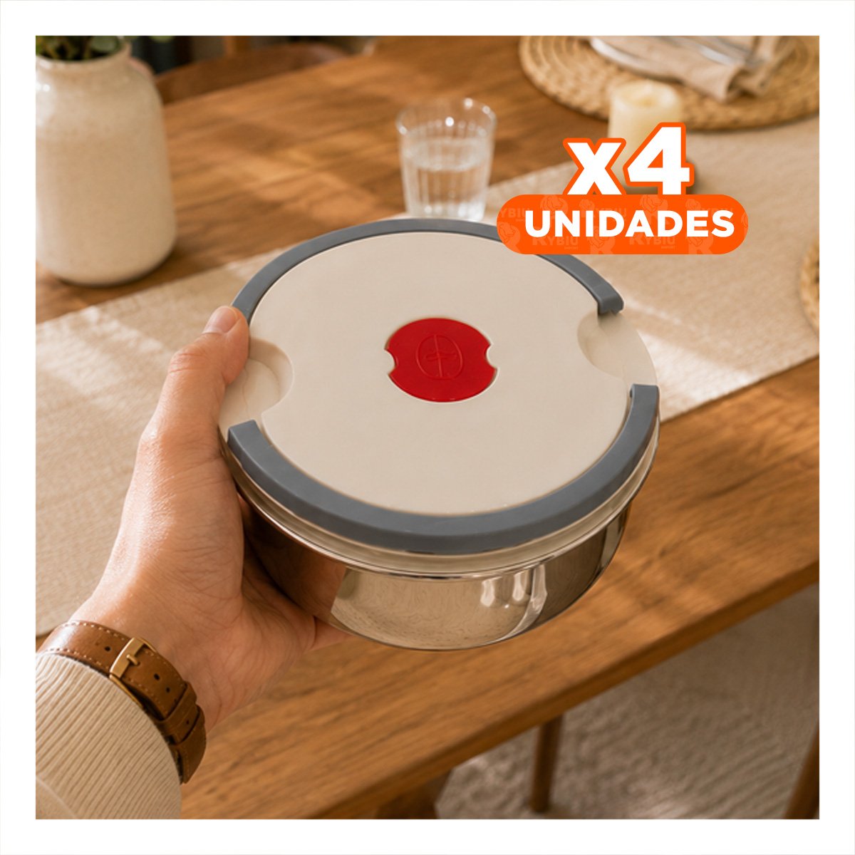 PACK4 TAPER CIRCULAR DE 1200ML PARA MANTENER LA TEMPERATURA DE LOS ALIMENTOS - 1