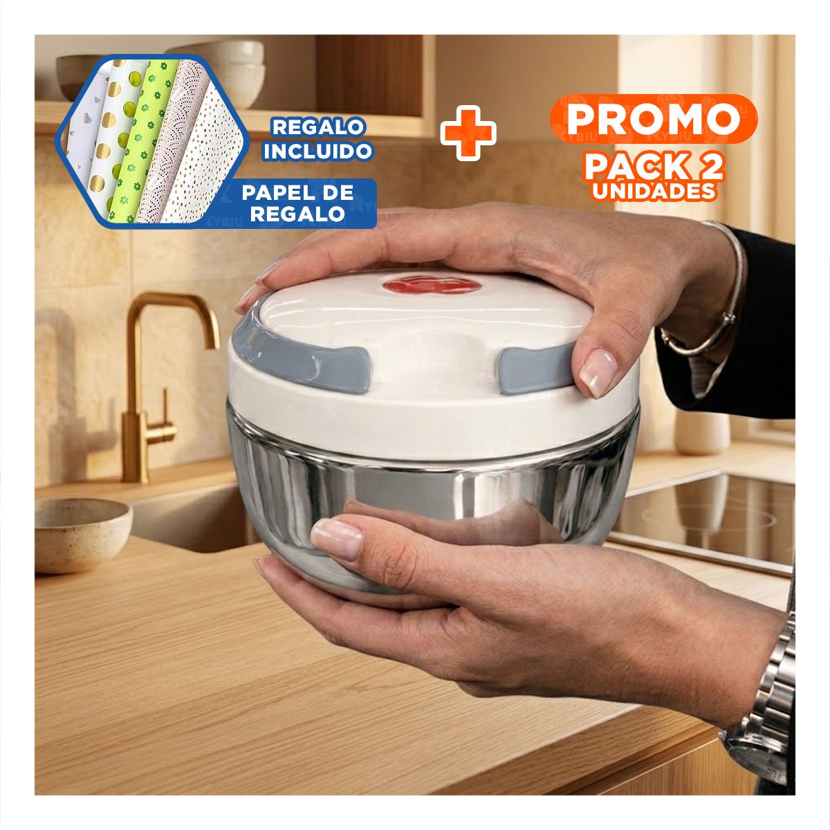 PACK2 ENVASE TERMICO PARA COMIDAS PREPARADAS COLOR BLANCO DE 1200ML YPAPEL REGALO - 1