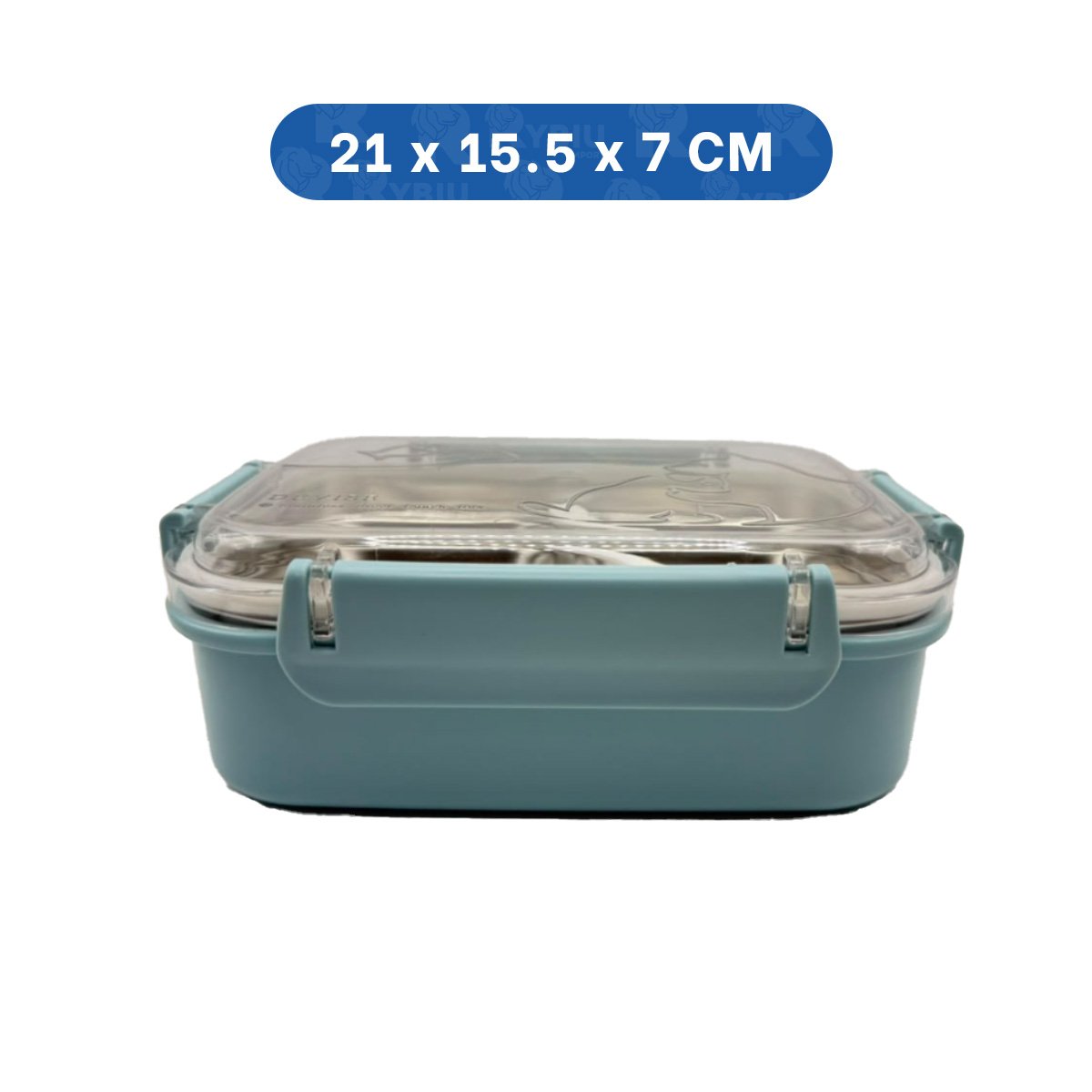 PACK4 RECIPIENTE PEZ CAT CELESTE RECTANGULAR CON CUBIERTO DE 2 NIVELES YPAPEL REGALO - 4