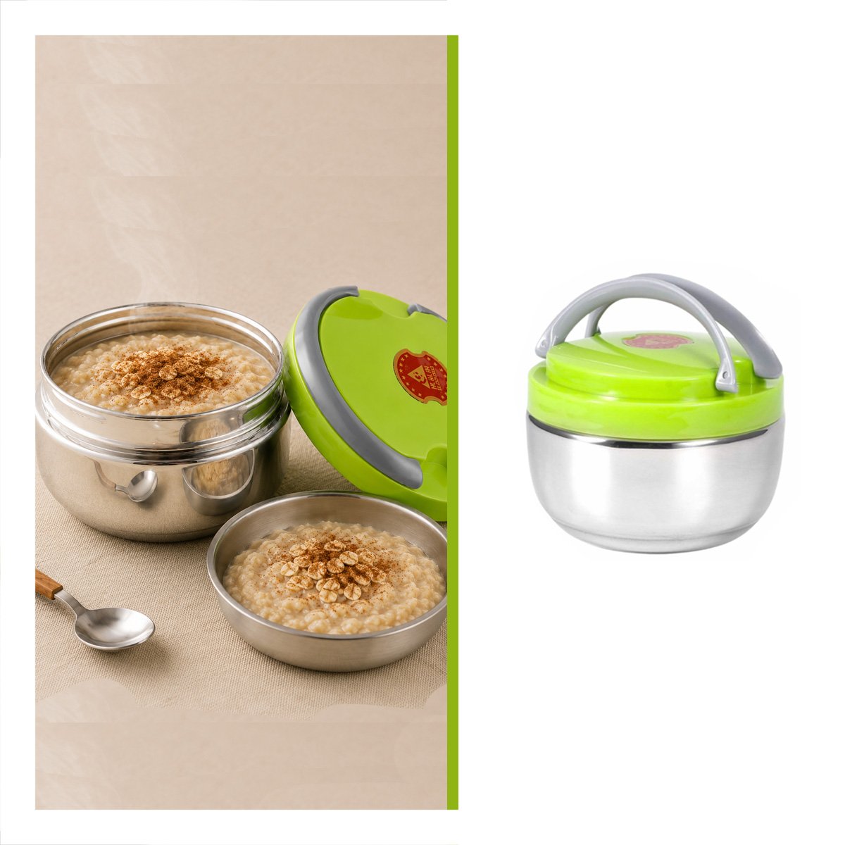 PACK6 RECIPIENTE ISOTERMICO PARA USO COTIDIANO 1200ML CON FORMA CIRCULAR YREGALO STICKER - 2