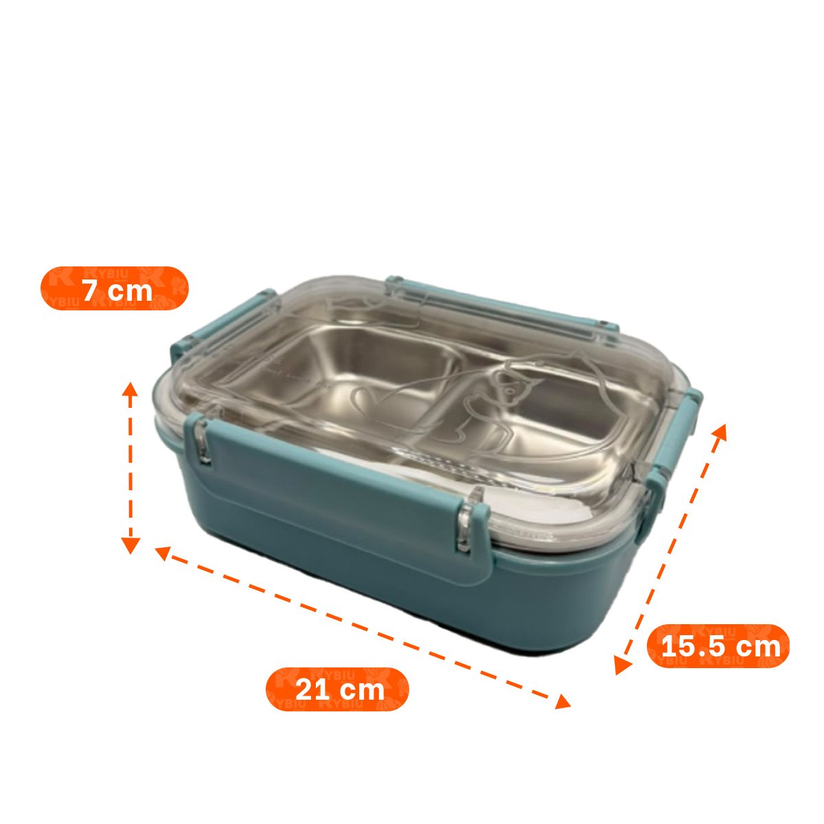 PACK4 TAPER DE 2 NIVELES CON CUBIERTO PARA ALMUERZO RECTANGULAR PEZ CAT CELESTE - 4