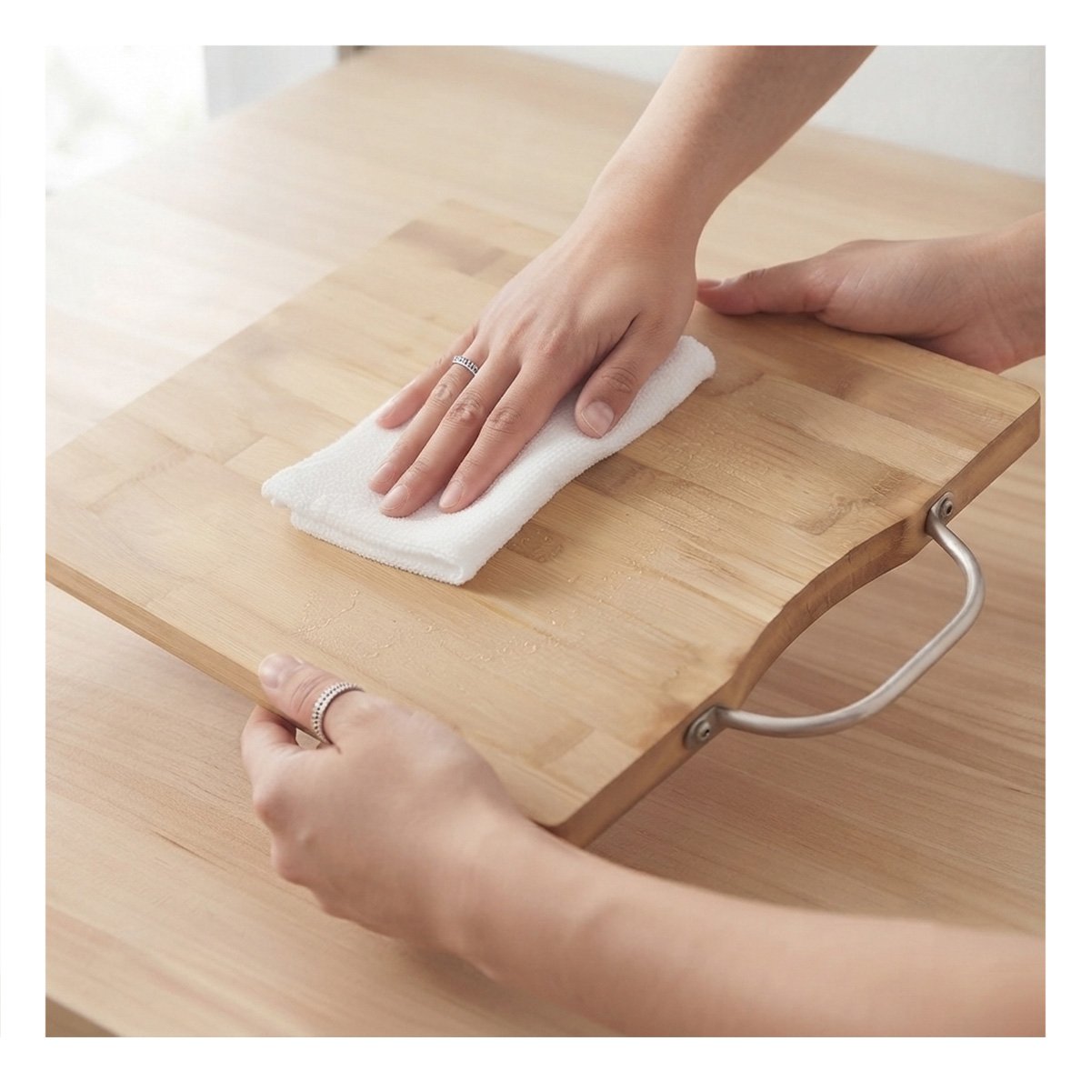 SOPORTE DE COCINA MOSTAZA BAMBU CON MANGO 34X24X1,8CM Y LIGAS REGALO - 2