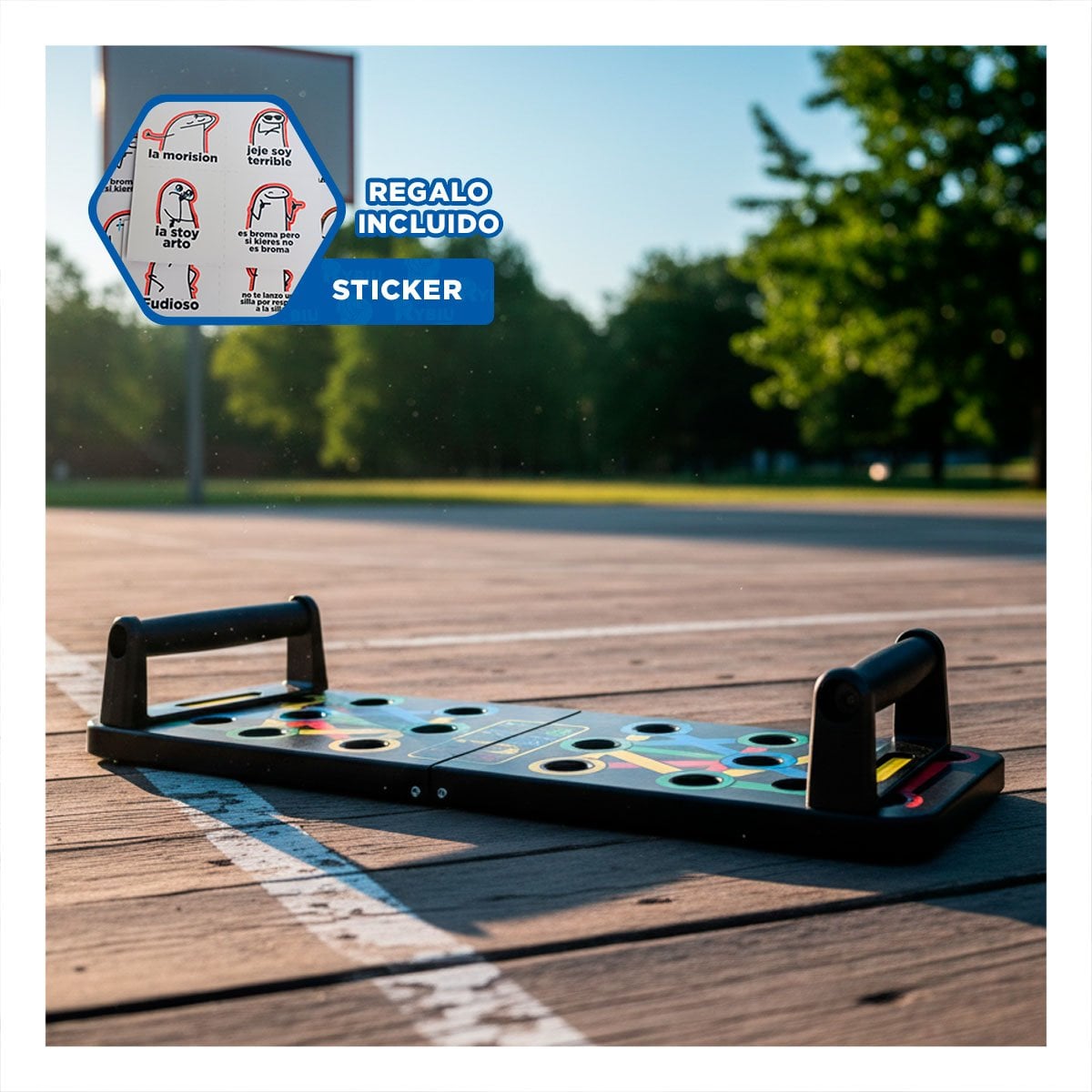 PLATAFORMA COLOR NEGRO DE ENTRENAMIENTO PUSH UP PARA RUTINAS FUNCIONALES Y REGALO STICKER - 1