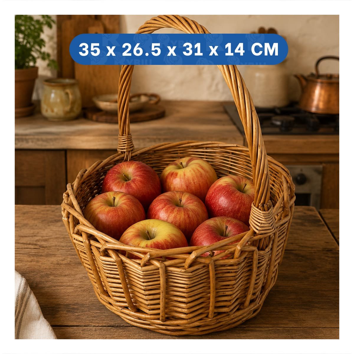 PACK2 CESTA REDONDA TEJIDA PARA ESTANTERÍAS MOSTAZA CLARO 31X35 CM - 4