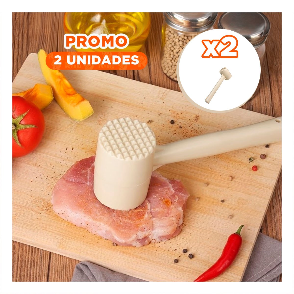 PACK2 TRITURADOR DE CARNE CON DISENO PRACTICO COLOR CREMA PARA RECETAS YREGALO STICKER - 1