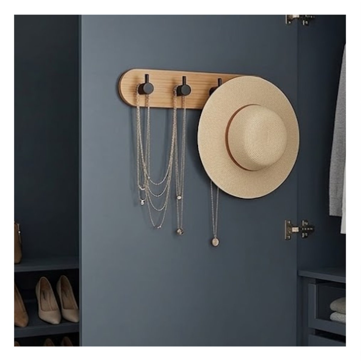 PACK6 PERCHERO FUNCIONAL DE PARED BAMBU NEGRO CON 4 GANCHOS ADHESIVO 19X5CM YREGALO STICKER - 5