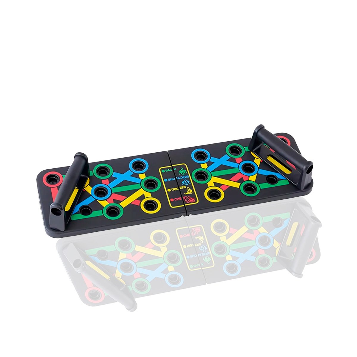PANEL PUSH UP COLOR NEGRO CON GUIAS PARA EJERCICIOS DE FUERZA DIARIOS Y LIGAS REGALO - 3
