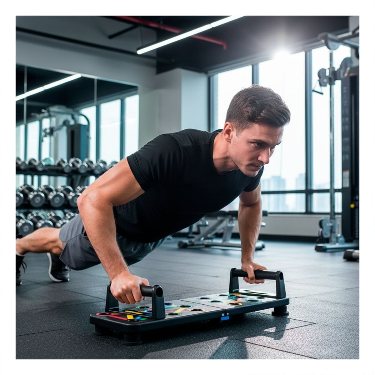 BASE PUSH UP NEGRO PARA FORTALECER PECHO HOMBROS Y BRAZOS EN CASA Y PAPEL REGALO - 3
