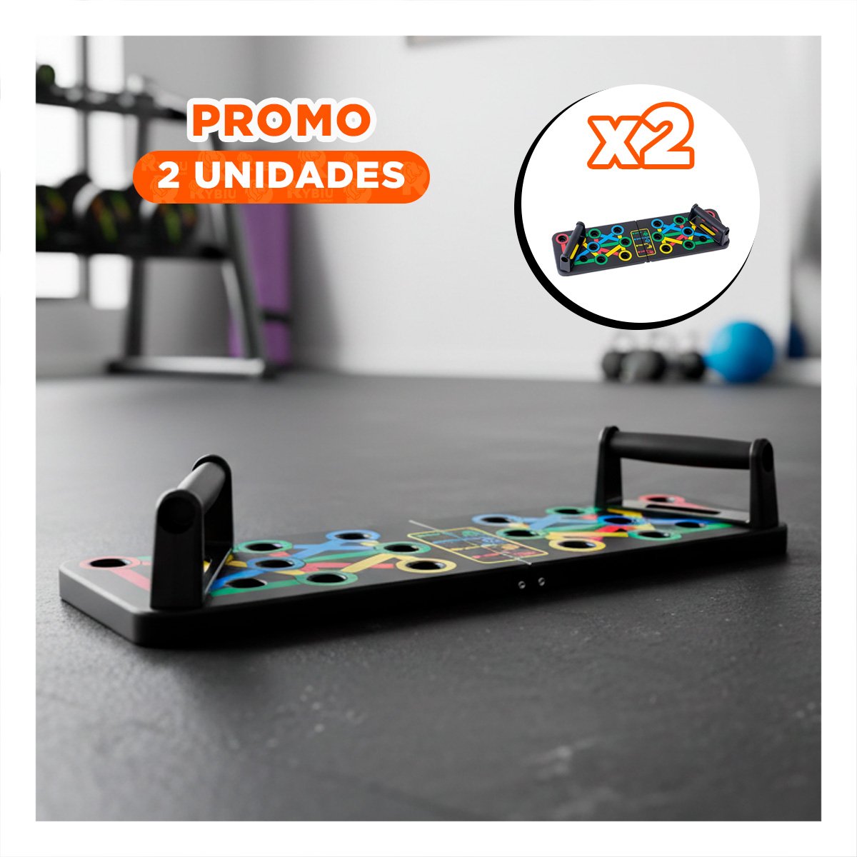 PACK2 PANEL DE FLEXIONES PUSH UP NEGRO PARA RUTINAS FITNESS FUNCIONALES YREGALO STICKER - 1