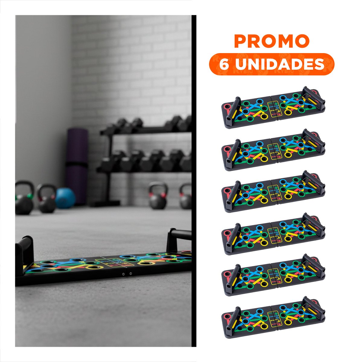 PACK6 PANEL COLOR NEGRO PARA ENTRENAMIENTO PUSH UP CON GUIAS DE POSICION - 1