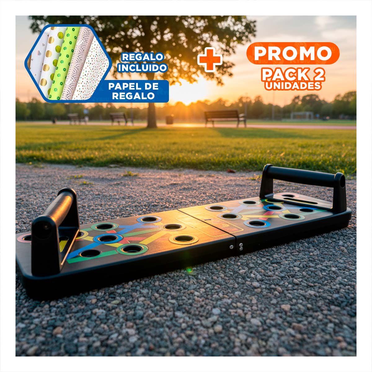 PACK2 PLATAFORMA PUSH UP NEGRO PARA ENTRENAMIENTO DE FUERZA Y RESISTENCIA YPAPEL REGALO - 1