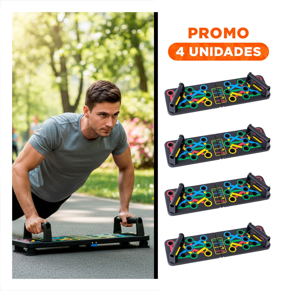 PACK4 PLATAFORMA DEPORTIVA COLOR NEGRO PARA FLEXIONES PUSH UP EN CASA YREGALO STICKER - 1
