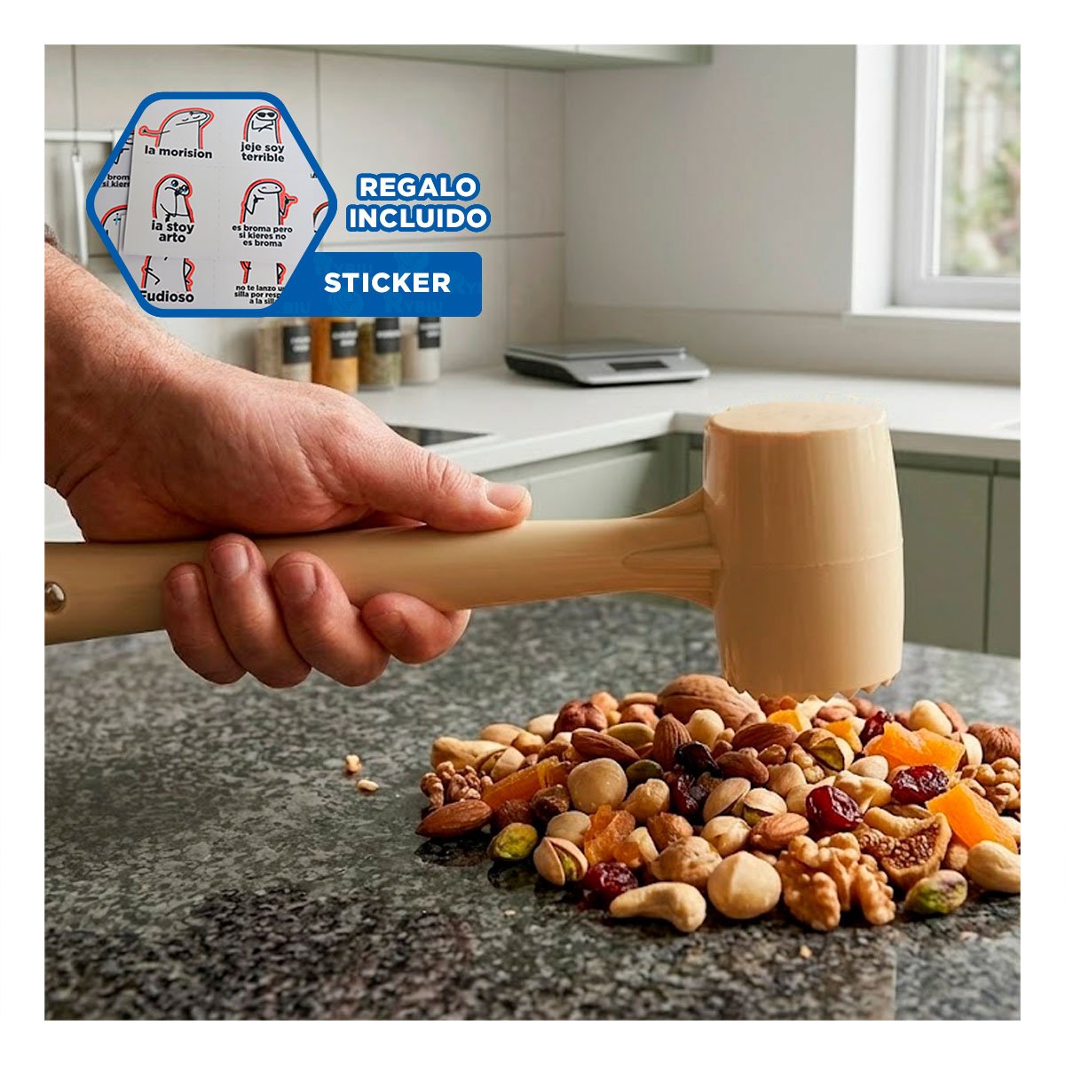 MACHACADOR DE COCINA PARA TRABAJAR ALIMENTOS CON DISENO FUNCIONAL YREGALO STICKER - 1